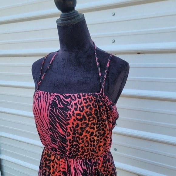 Volcom Women's Red Black Jersey Stretch Casual Strappy Sun Layered Dress M (12) - Picture 8 of 10